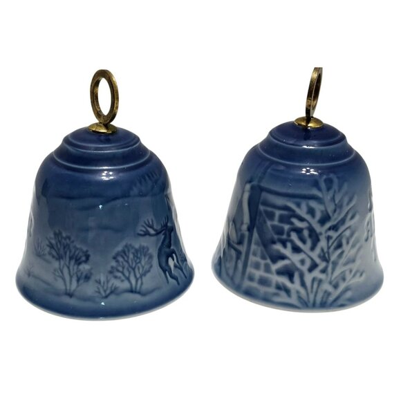 VTG Bing & Grondahl Jule Porcelain Bell 1980 1983 Christmas Denmark Deer Birds - Picture 9 of 11